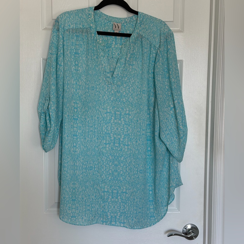 Worthington Light Blue Patterned Blouse